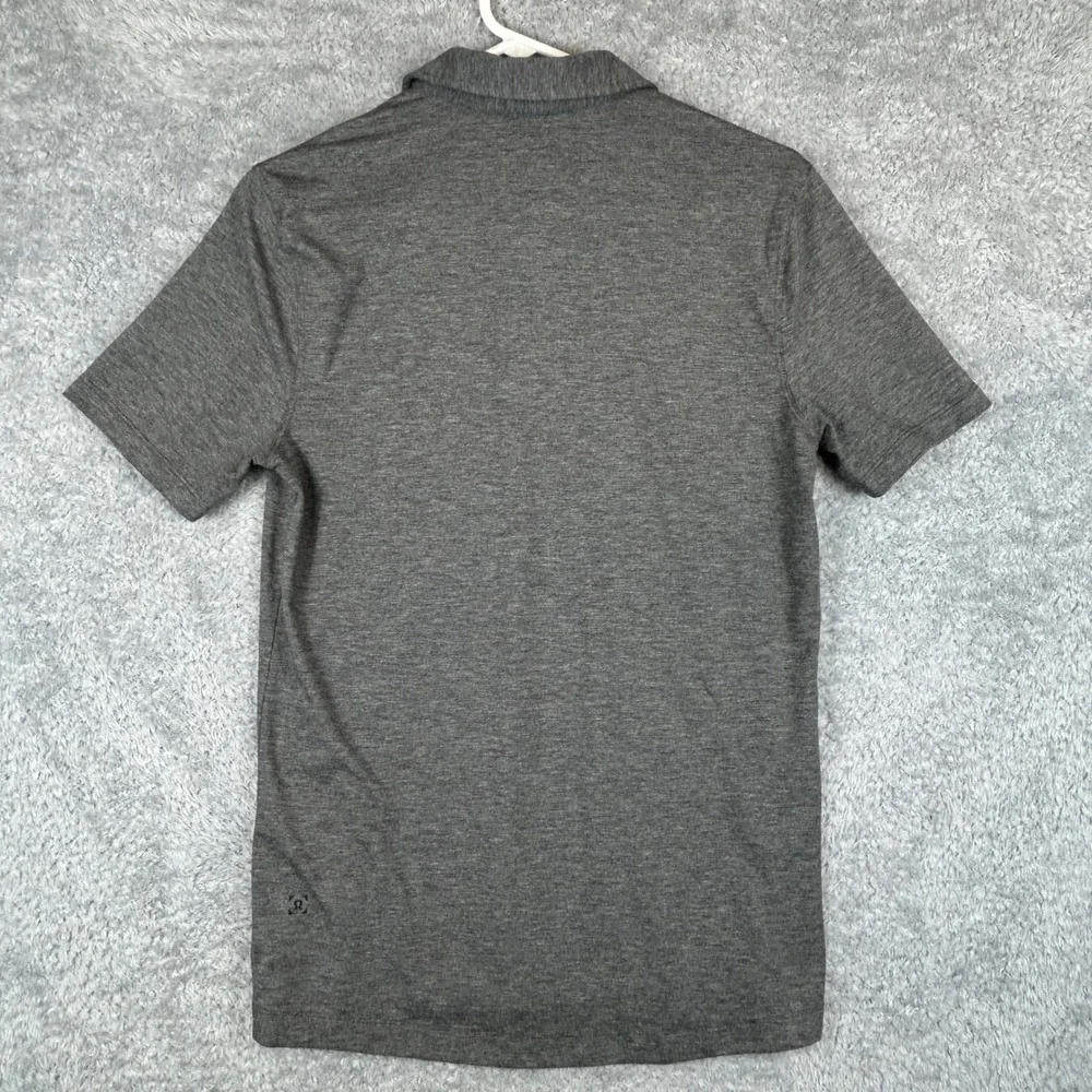 Lululemon Mens Short Sleeve Polo Shirt Heathered Charcoal Grey Activewear Golf
